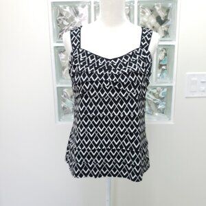 White House Black Market sleeveless strappy top shirt blouse Large diamond print